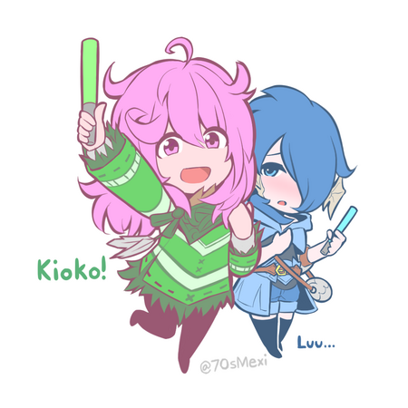 FFXIV (Kioko and Luu, Maker's Quest Convention sticker!)